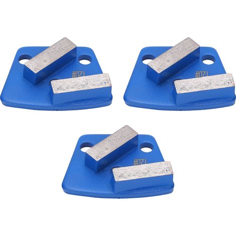 3-teiliges Set Diamantschleifschuhe, trapezförmig, für aggressives Schneiden von Betonböden, 2 lange Zähne, blau, 120 (1/5)