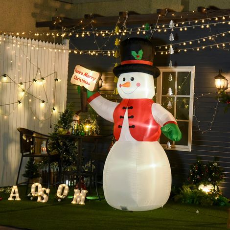 242 cm großer aufblasbarer Schneemann mit LED-Beleuchtung, wasserdichte Weihnachtsdekoration für den Außenbereich (1/5)