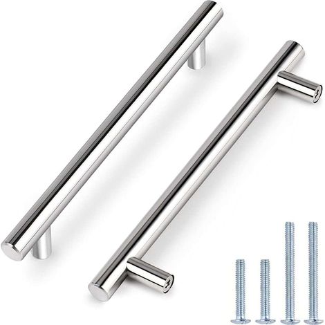 Tiradores para cajones de armarios, color plata, acero, 15 unidades, 256 mm