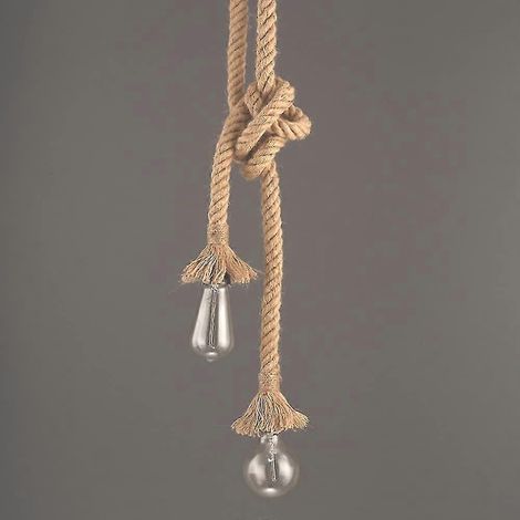 Suspension industrielle à double tête en corde de chanvre pour salle à manger, hall, restaurant, bar, café - Longueur 60 cm (1/4)