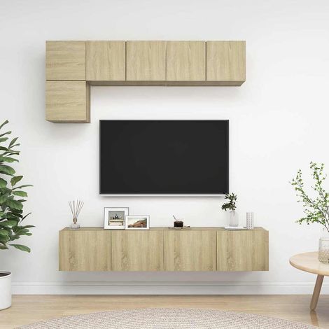 vidaXL Set muebles de salón TV 5 pzas madera ingeniería roble Sonoma (1/5)
