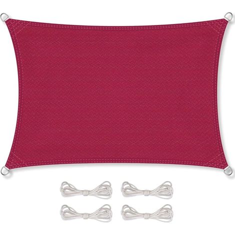 CelinaSun Voile d'ombragePare-Soleil Jardin Balcon Polyéthylène HDPE Respirant Rectangle 2 x 5 m Rouge-DOU (1/4)