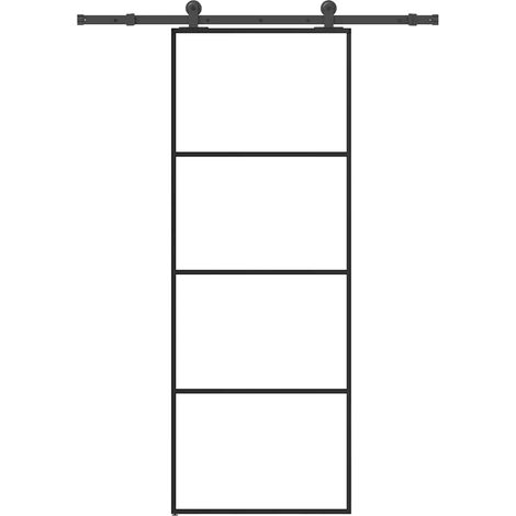 Schiebetür mit Beschlag 76x205 cm ESG-Glas & Aluminium