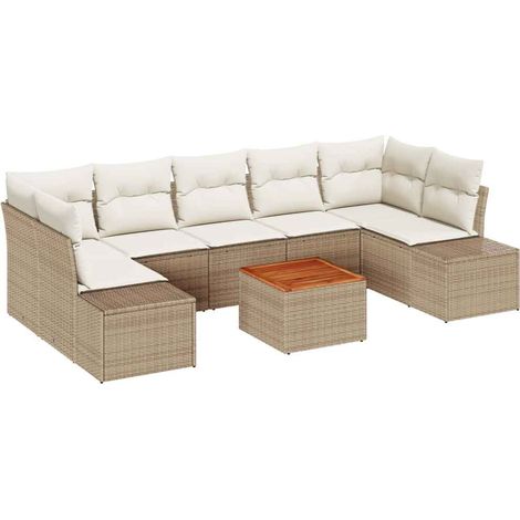 Set Divano da Giardino 8 pcs Beige e bianco vidaXL (1/5)