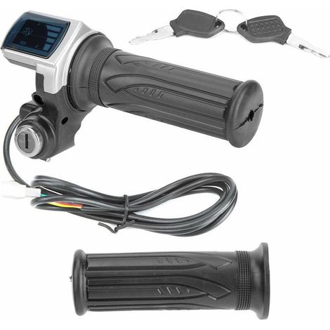 Electric Throttle Grip: 36V Half-Twist Throttle with LED Battery Display and Key Lock—Suitable for Electric Motorcycles