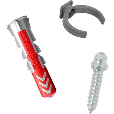 Ensemble de 1 collier tube de descente Ø50 Gris + 1 Vis 7x40 mm + 1 Cheville DuoPower 8x40 mm - Arcanaute (1/5)