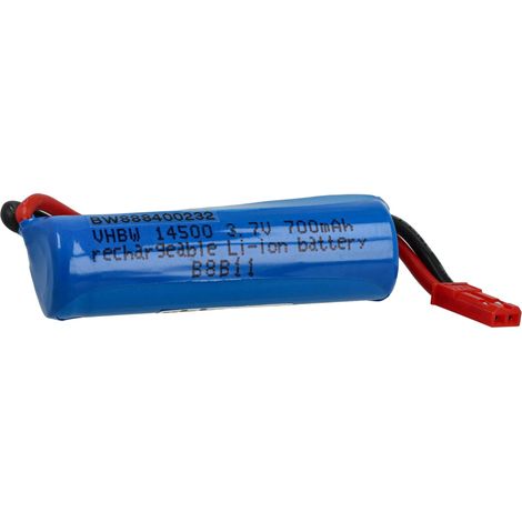 vhbw Batería recargable compatible con BEC clavija (m) para modelismo por ej. coche carreras, avión (700mAh, 3,7V, Li-Ion)