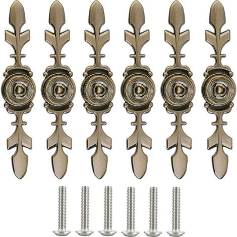 Lot de 6 poignées rétro simples à un trou, longueur 120 mm, adaptées aux commodes, tiroirs, armoires, avec vis (1/5)