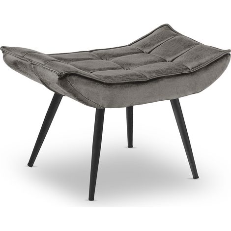 M MCombo Sitzhocker Fußstütze mit Metallbeinen 4779GY-2,Eleganter Hocker Ottoman Schminktisch für Wohnzimmer Schlafzimmer, Mikrofaser,Dunkelgrau