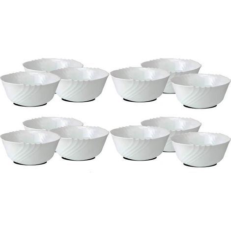 Bol de service - JUANIO - Ø 12 cm - Lot de 12 - Verre opale - Compatible micro-ondes (1/3)