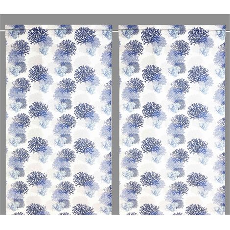 TENDINA vetro MODERNA larga 45 o 60 o 80 CORALLI BLU misto lino Made in Italy 1 Telo cm. 45x240 (1/5)