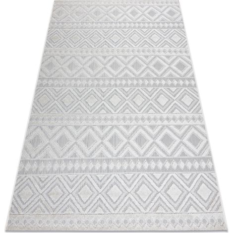 Teppich Strukturell SOLE D3851 Boho Diamanten flach gewebt beige beige 120x170 cm
