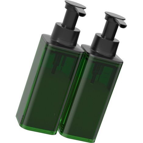 Distributeur savon douche 2x380 ml mural flacon pompe shampoing gel douche salle de bain vert foncé (1/4)