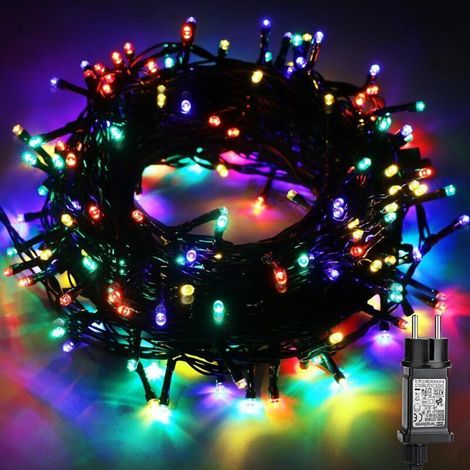 Catena luminosa lunga 10 metri con 100 LED, impermeabile (IP44), 8 modalità, per uso interno ed esterno, illuminazione da giardino per Natale, negozi, San Valentino e compleanni. (1/5)