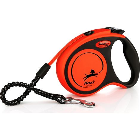 Laisse rétractable à Sangle renforcée de 5 m pour Chiens jusqu'à 20 kg Orange Laisse à Enrouleur Soft Stop Amortisseur integré Poids 250 g Dimensions 11,2 x 15,4 cm