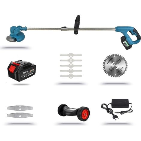 Tondeuse à Gazon électrique portative sans Fil 1800W Coupe Gazon Coupe d'élagage de Jardin réglable avec 2 Batteries au Lithium 8 Accessoires (Color : with 1 Battery Set, Size : Small) (1/5)