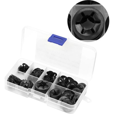 Unterlegscheiben und Sicherungsringe aus 65Mn-Stahl, Durchmesser 3/4/5/6/8/10/12 mm, Packung mit 260 Stück (1/5)