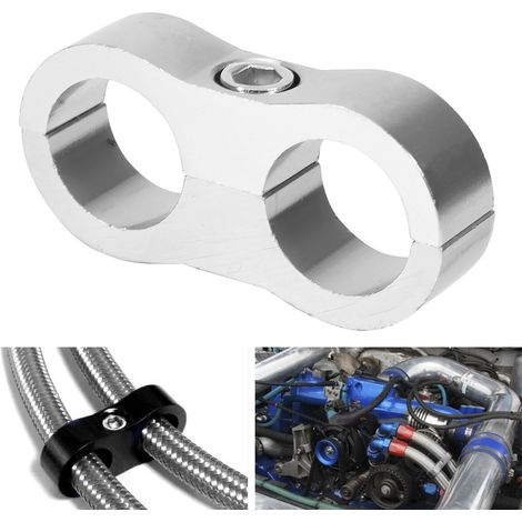 Collier de serrage séparateur de tuyau d'huile universel AN8 en alliage d'aluminium pour modification automobile (argenté) (1/5)