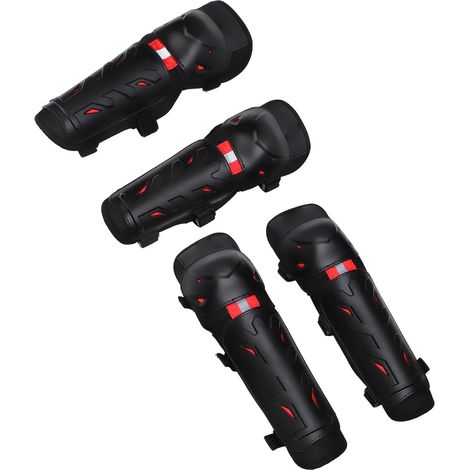 Ensemble de 4 genouillères et coudières lumineuses pour la nuit, idéal pour le cyclisme tout-terrain (rouge). (1/5)