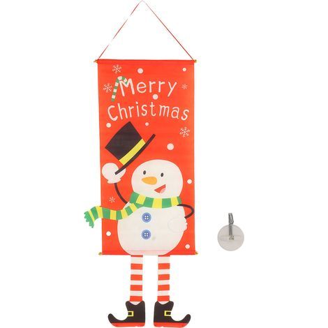 Weihnachtliche Hängefahne, dekoratives Weihnachtsbanner, festliche Atmosphäre, Schneemann fürs Büro (1/5)