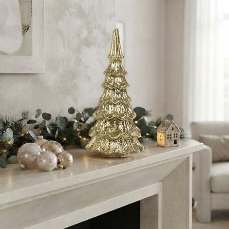 Albero di Natale decorativo in vetro argento antico Ø14 × H35 cm (1/5)