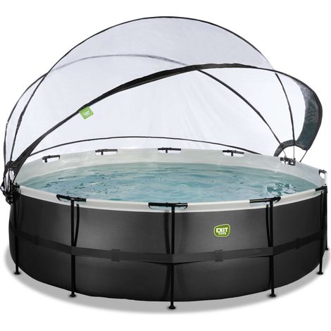 EXIT Black Leather Pool ø488x122cm mit Sandfilterpumpe und Abdeckung - schwarz (1/5)