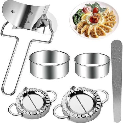6 piezas de molde para dumplings, moldes para empanadas de 9.5/7.5 cm, prensa de acero inoxidable, molde para masa de dumplings, raviolis, pierogis y pasteles, utensilio de cocina (1/5)
