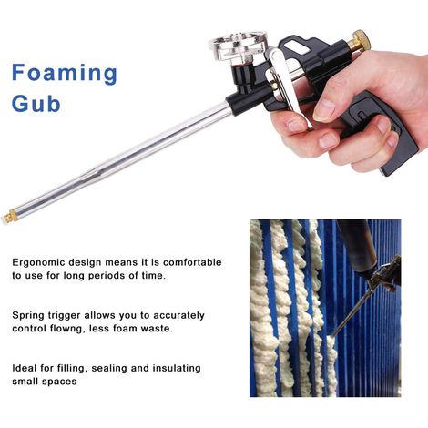 Pistolet à mousse PTFE en aluminium robuste outil de remplissage et de calfeutrage pour portes de balcon et fenêtres 34 L/min (1/5)