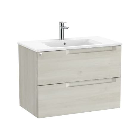 MUEBLE CENTRADO 800MM ALEYDA 2 CAJONES + LAVABO BLANCO MADERA