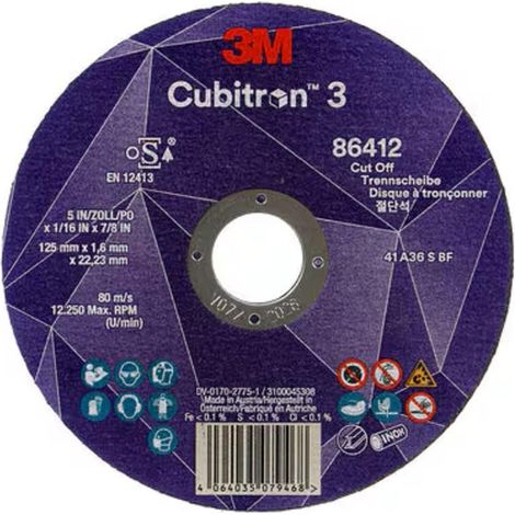 DISCO CORTE INOXIDABLE 3M CUBITRON 3 125x1x22