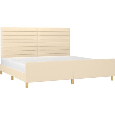 vidaXL Cadre de lit sans matelas crème 200x200 cm tissu (1/5)