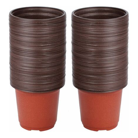 100pcs Pot de Fleurs en Plastique Petits Pots de Plantes pour Jardin (1/5)