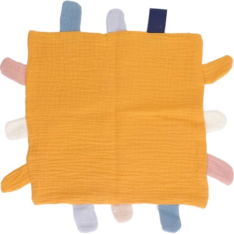 Lot de 2 couvertures de sécurité bébé jaune coton doux anti-anxiété, drap apaisant respirable pour nouveau-né, 30x30 cm (1/5)
