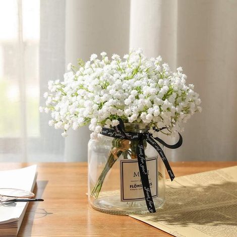 Fiori artificiali per neonati, bouquet di gypsophila finta, fiori sfusi bianchi per ghirlande nuziali, decorazioni per la casa, feste e giardino, 8 pezzi