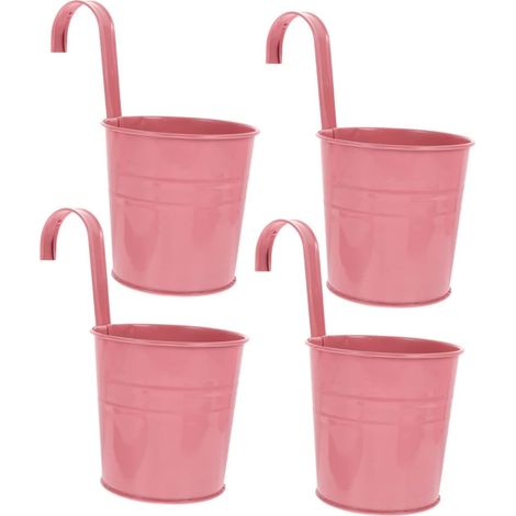 Lot de 4 Pots Suspendus - Métal avec Crochet - Pour Balcon Jardin - 10x10x8cm