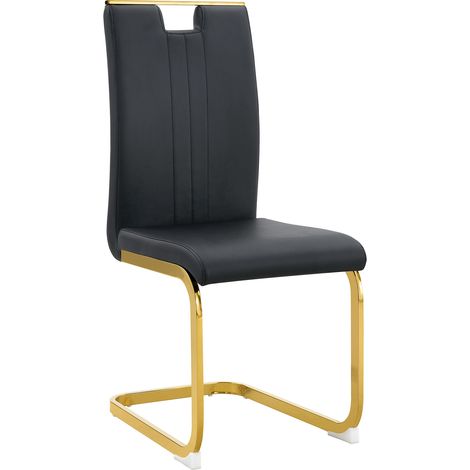 Lot de 2 chaises arquées noires en PU – parfaitement intégrées aux intérieurs industriels et modernes (1/5)