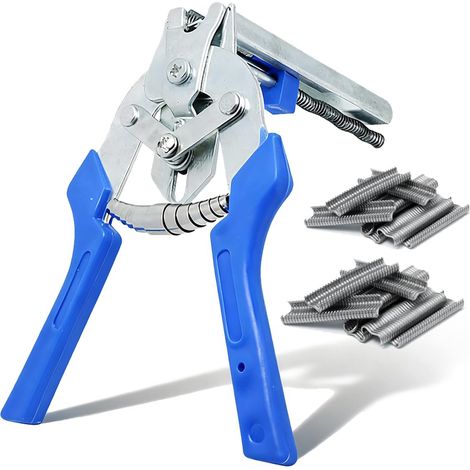 Pince à Anneau Automatique Type M avec 1200 Agrafes M Galvanisées – Agrafeuse à Grillage, Poignée Ergonomique Antidérapante pour Clôture, Cage d'Animaux, Sellerie Automobile (1/5)