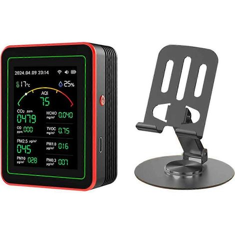 Détecteur de qualité de l'air Tuya WiFi 15 en 1, portable et domestique : mesure de l'IQA (PM0,3, PM1,0, PM2,5, PM10, CO, CO2, COVT, HCH). (1/5)