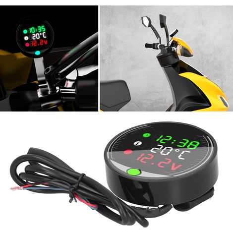 Voltmètre universel moto LED 9‑24V avec thermomètre et chronomètre (1/5)