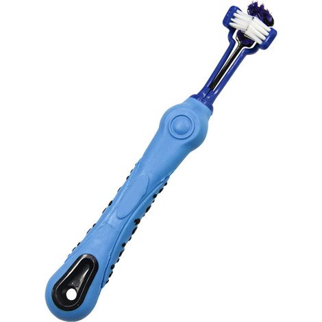 Brosse à dents pour animaux de compagnie à 3 faces, fournitures multi-angles pour chiens et chats, pour le nettoyage buccal, bleu (1/5)