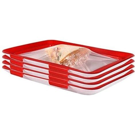 Plateau plastique modulaire avec couvercles micro-ondables, rangement aliments frais/cuisine (1/4)