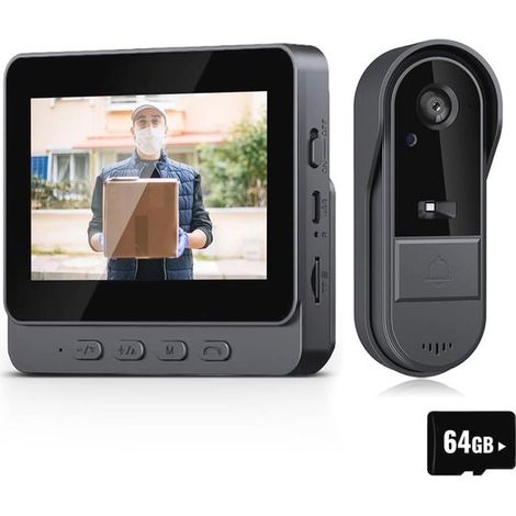 Téléphone vidéo sans fil avec écran de 4,3 pouces, interphone vidéo avec vision nocturne, détection de personnes et audio bidirectionnel. (1/5)