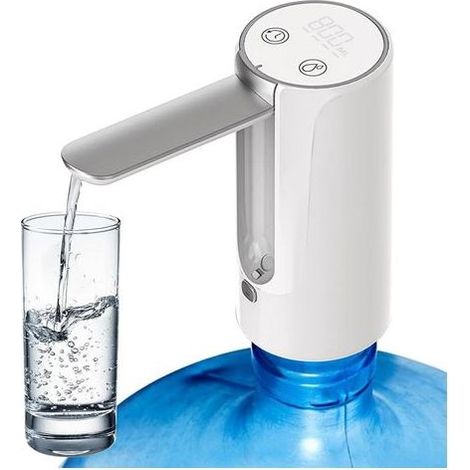 Distributeur d'eau Électrique, 3 Niveaux Distributeur d'eau De Bureau, Recharge USB Pompe à Eau Portable Pliable, Pompe à Eau Automatique, Pompe À Bouteille d'eau pour Maison Bureau Camping (Blanc) (1/5)