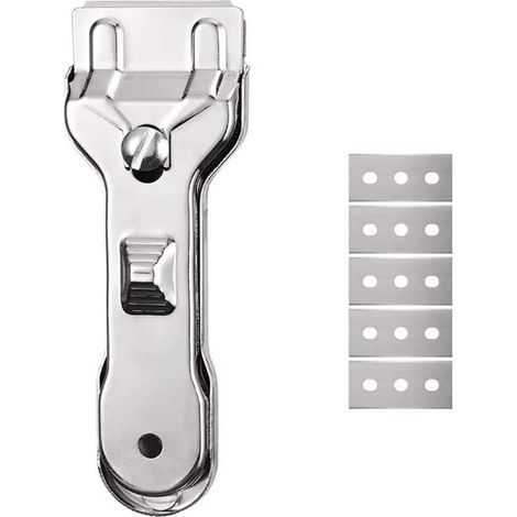 Keramik-Kochfeldschaber mit 15 Klingen – Ergonomischer Glasschaber für Induktionskochfelder, Backöfen und Kamine – Kratzfreie Reinigung – Einziehbarer Sicherheitsgriff (1/5)
