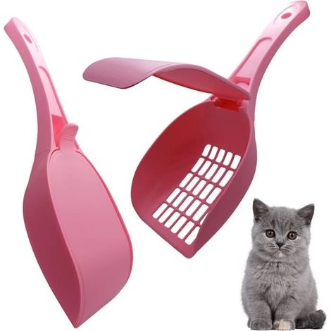 Pelle litiere chat avec couvercle pour litière agglomérante, pellet de bois granulés,ramasse crotte(Rose)