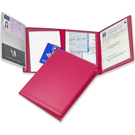 Multi-Pocket Document Wallet with Card Holder in Pink (1/3)