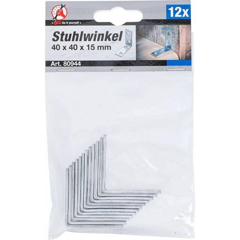 Jeu d Équerres pour Chaise 12 pcs 40 x 40 x 15 mm - Acier Résistant - Renforcement et Stabilité - D-Work (1/5)