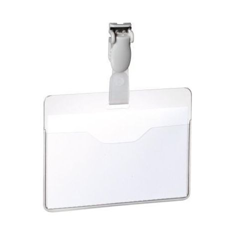 WITHOUT BRAND Namensschild 90 x 60 mm (B x H) drehbarer Clip transparent 25 St./Pack.