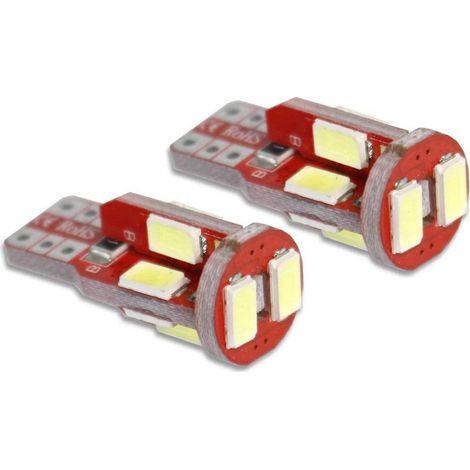 Luci di posizione a led 10 led SMD 2 lampadine auto Canbus luci targa fari Luce Fredda 6000K 3 watt Alimentazione 12 V Attacco T10