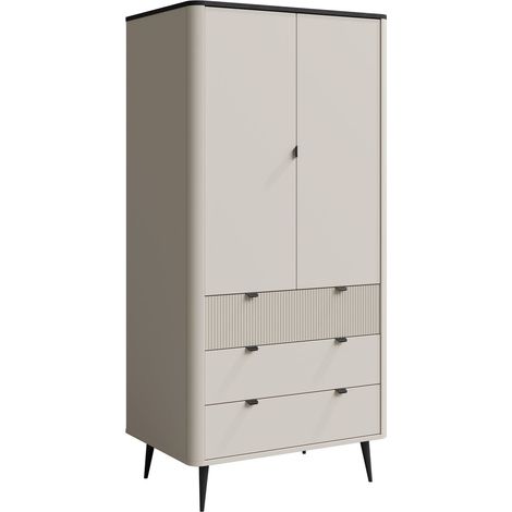 Armario Lufela 100, Cachemira + Mármol gris, 191x90x60cm, Puertas de armario: Con bisagras, Número de estantes: 0 (1/3)